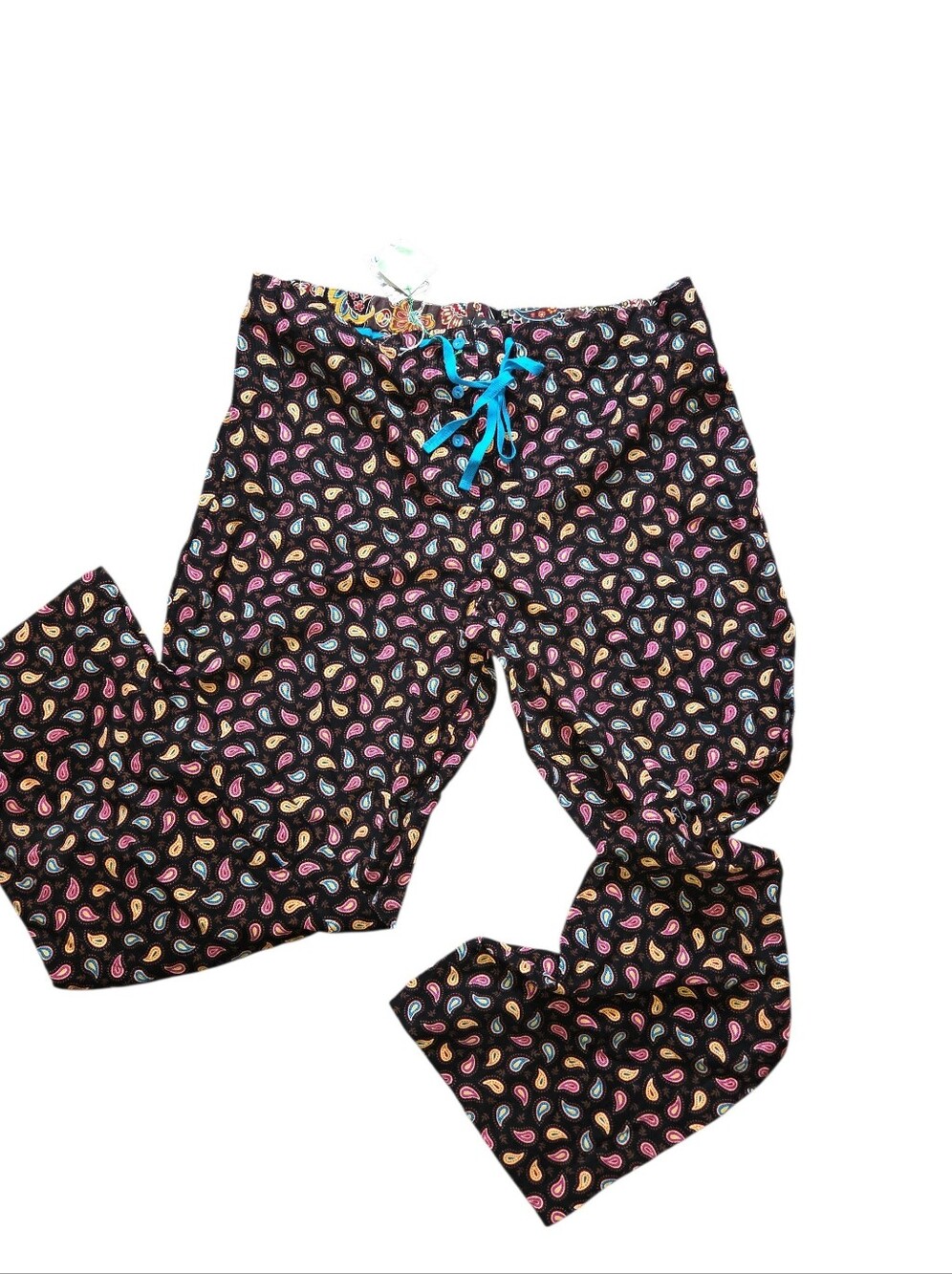 Vera Bradley Paisley Print Pajama Pants with Blue Drawstring